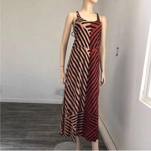 LOFT maxi dress Chevron brown, black& orange - Picture 4 of 13